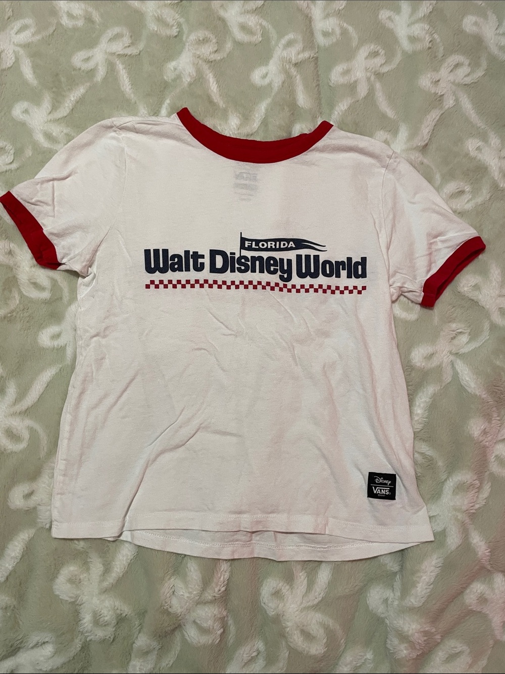 Disney World x Vans Ringer Tee with Red Trim and Navy Walt Disney World Graphic